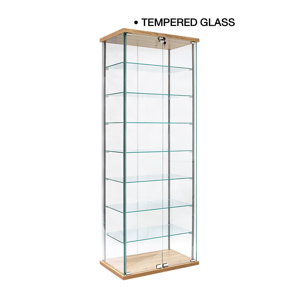 SHOW/60,8-Tier Glass Showcase with Key Lock