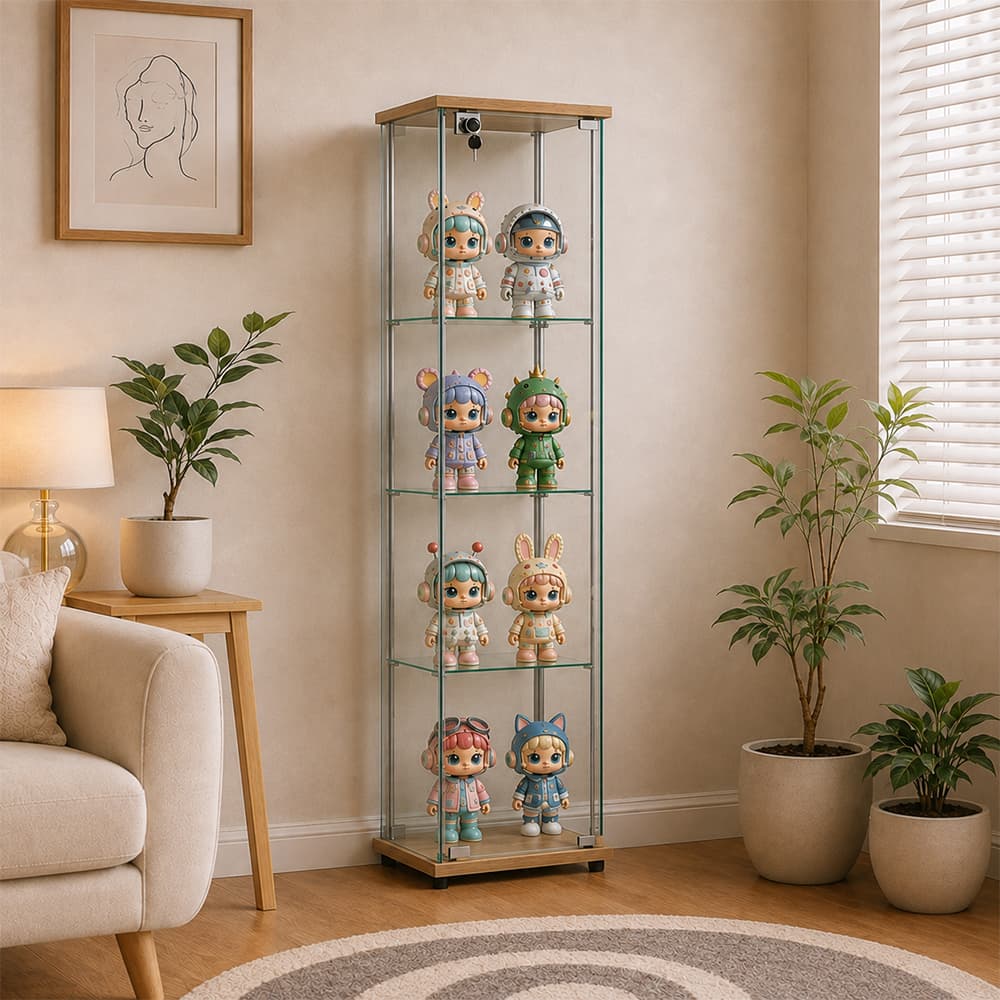 SHOW/42, 4-Tier Glass Showcase with Key Lock