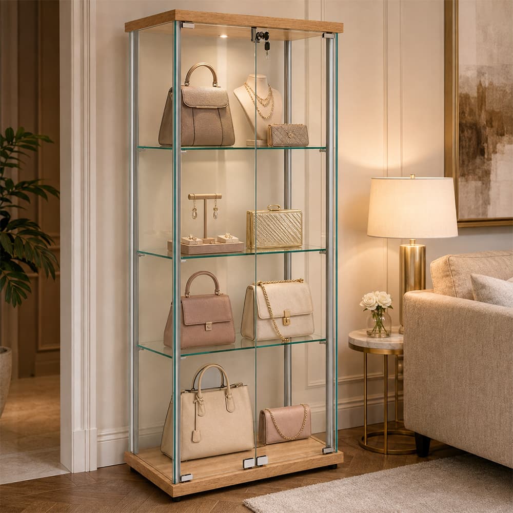 SHOW/60, 4-Tier Glass Showcase with Key Lock