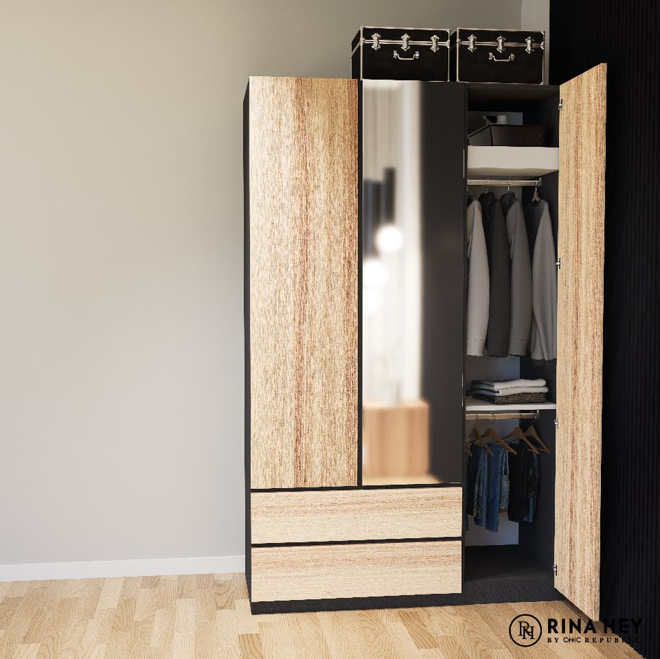 THE LINE/3,3 Door Wardrobe-2