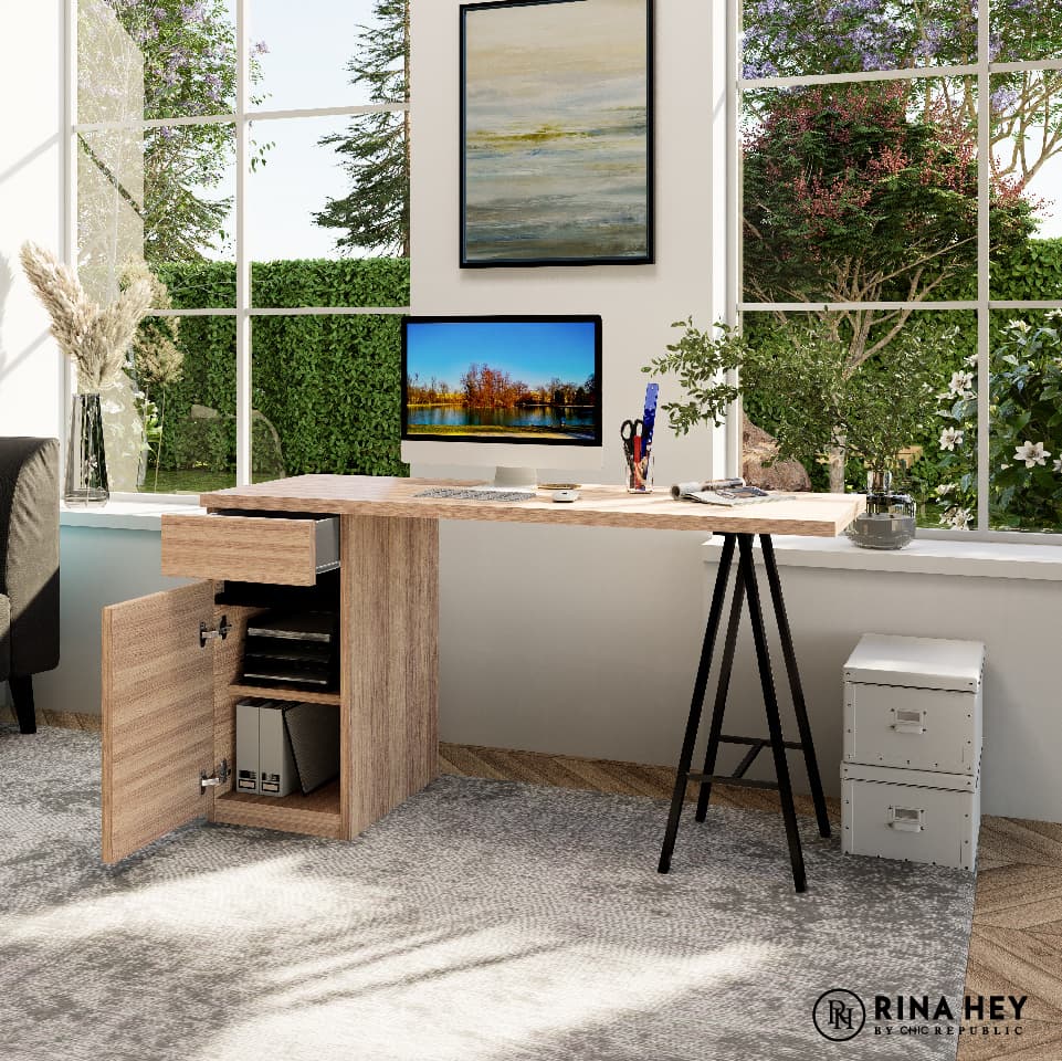 OWEN-B PLUS,โต๊ะทำงานพร้อมที่ชาร์จUSB+ปลั๊กไฟ-8